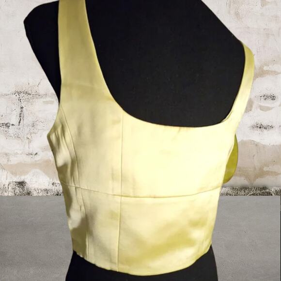 Jason Wu NWT Yellow Satin Cropped Tank - Size Medium - Picture 3 of 8